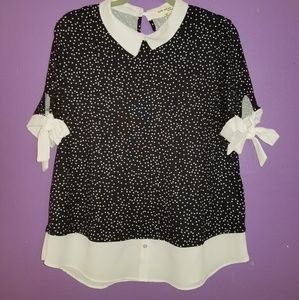 Faith and Joy Polka Dot Top with Collar XL